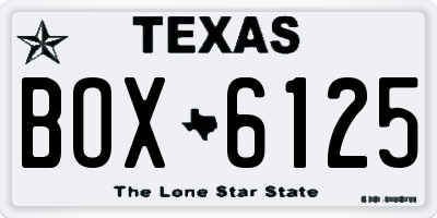 TX license plate BOX6125