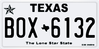 TX license plate BOX6132