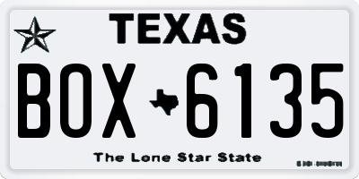 TX license plate BOX6135