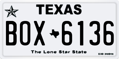 TX license plate BOX6136
