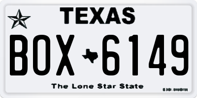 TX license plate BOX6149
