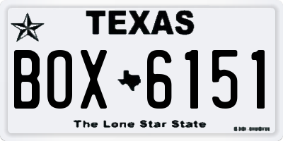 TX license plate BOX6151