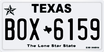 TX license plate BOX6159