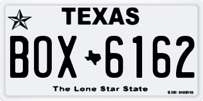 TX license plate BOX6162