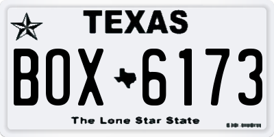 TX license plate BOX6173
