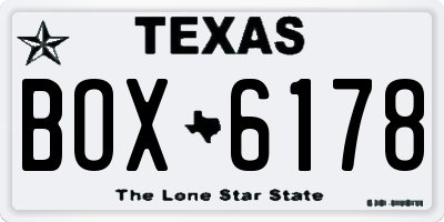 TX license plate BOX6178