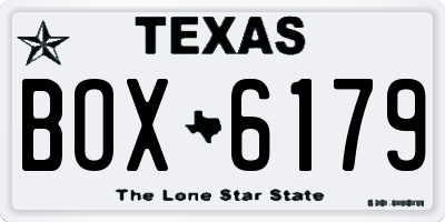 TX license plate BOX6179