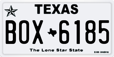 TX license plate BOX6185