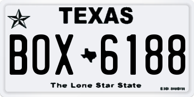 TX license plate BOX6188