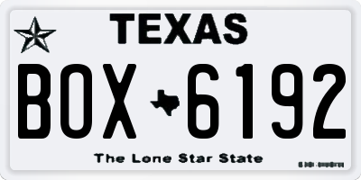 TX license plate BOX6192