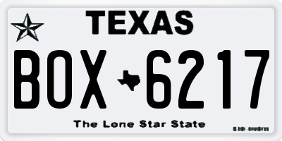 TX license plate BOX6217