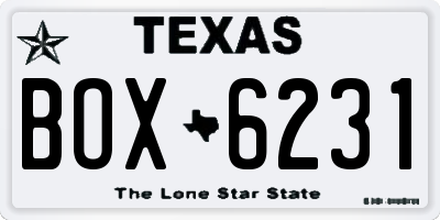 TX license plate BOX6231