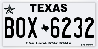 TX license plate BOX6232