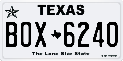 TX license plate BOX6240