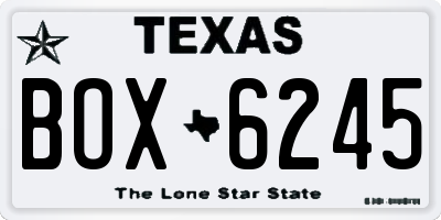 TX license plate BOX6245