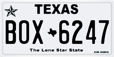 TX license plate BOX6247
