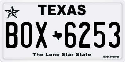 TX license plate BOX6253