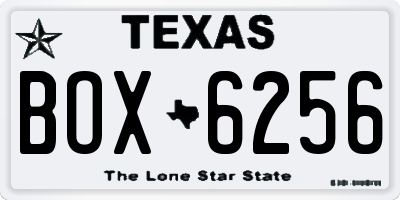 TX license plate BOX6256