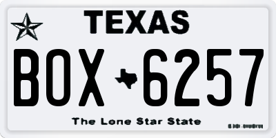 TX license plate BOX6257