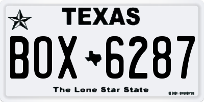 TX license plate BOX6287