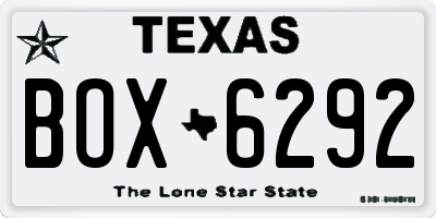 TX license plate BOX6292