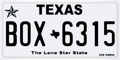 TX license plate BOX6315