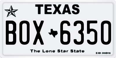 TX license plate BOX6350