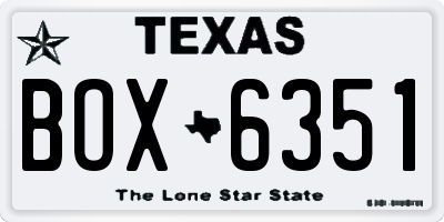 TX license plate BOX6351