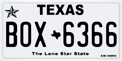 TX license plate BOX6366