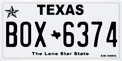 TX license plate BOX6374