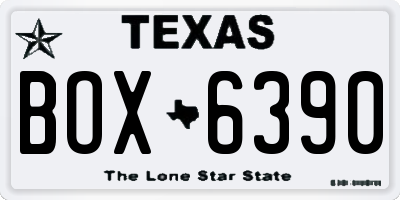 TX license plate BOX6390