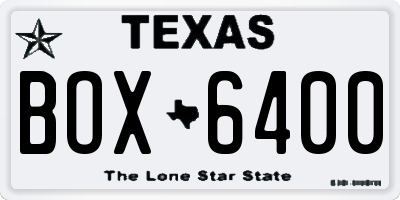 TX license plate BOX6400