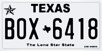 TX license plate BOX6418