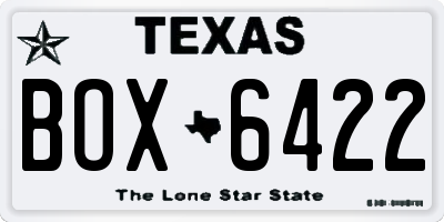 TX license plate BOX6422