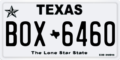 TX license plate BOX6460