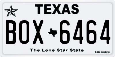TX license plate BOX6464
