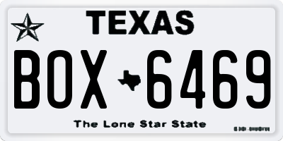 TX license plate BOX6469