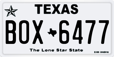 TX license plate BOX6477