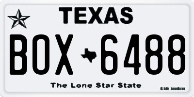 TX license plate BOX6488