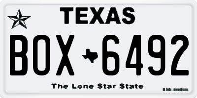 TX license plate BOX6492