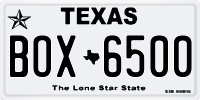 TX license plate BOX6500