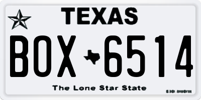 TX license plate BOX6514