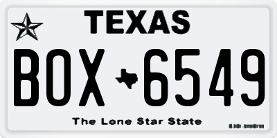 TX license plate BOX6549