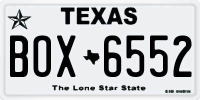 TX license plate BOX6552