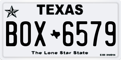 TX license plate BOX6579