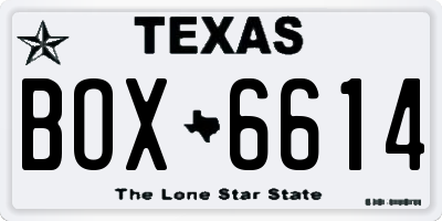 TX license plate BOX6614