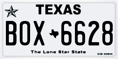 TX license plate BOX6628