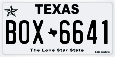 TX license plate BOX6641
