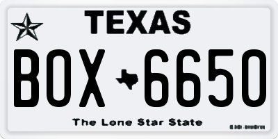 TX license plate BOX6650
