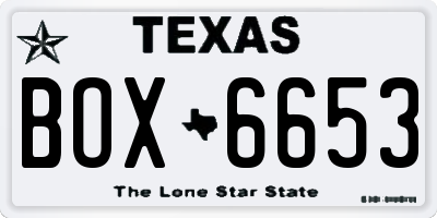 TX license plate BOX6653